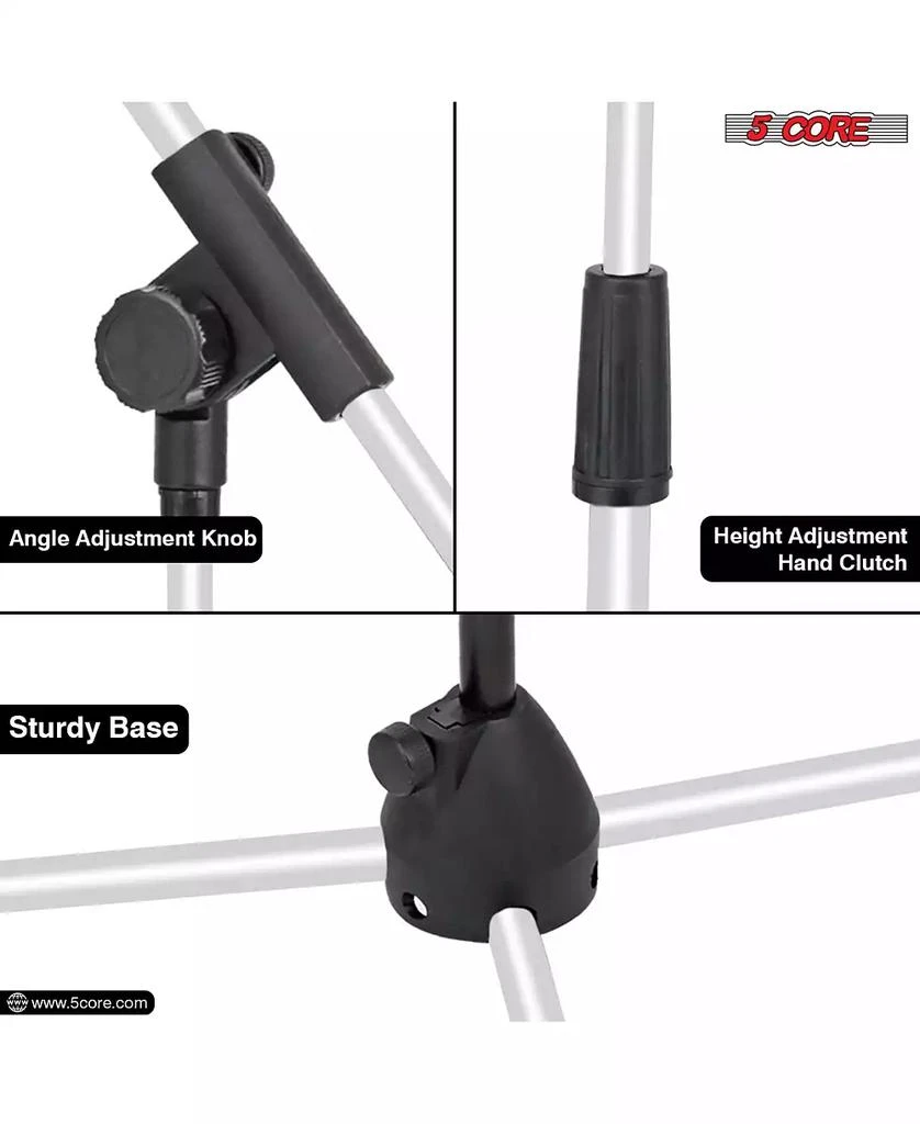 5 Core Microphone Stand Floor 4 Pcs Adjustable w Extending Telescoping Boom Arm 8