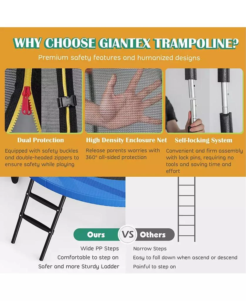 GOUUN 12 Feet Recreational Trampoline with Basketball Hoop 8