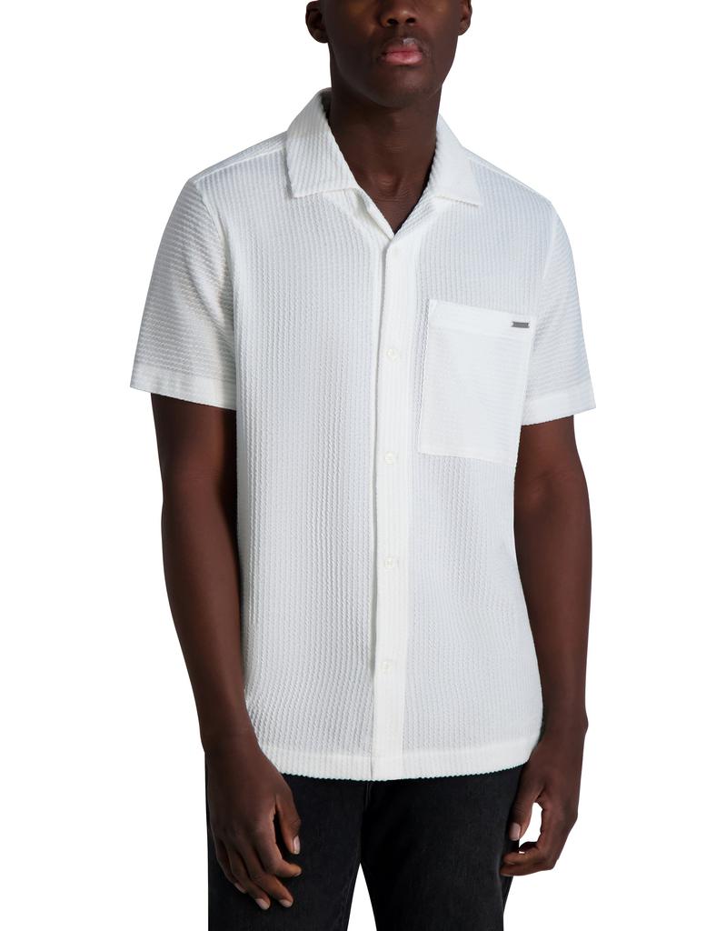Karl Lagerfeld Paris KNIT JACQUARD BOXY CAMP SHIRT