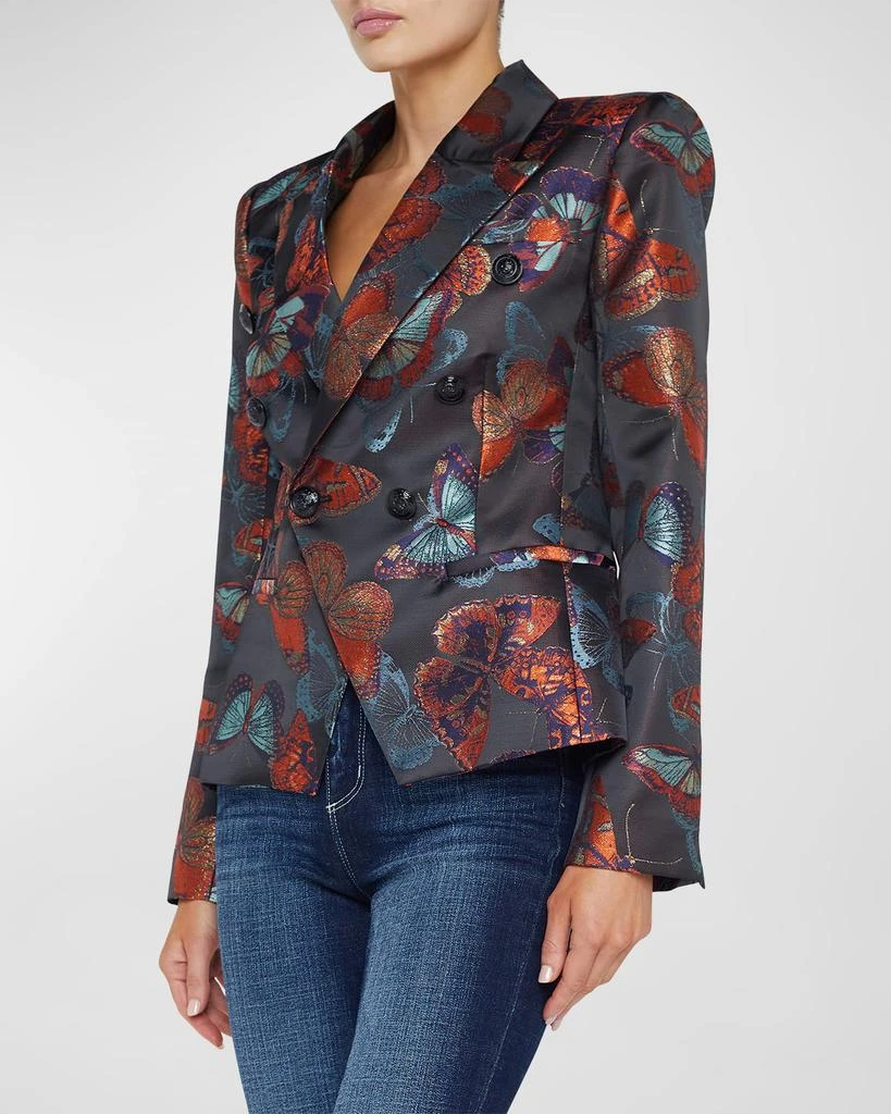 L'Agence Marie Butterfly Jacquard Double-Breasted Blazer 5