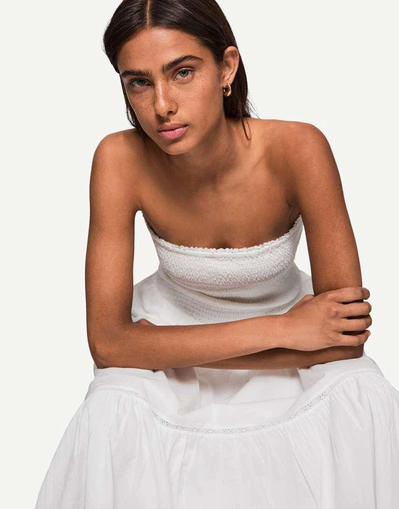 Bershka Bershka bandeau midi dress in white 3