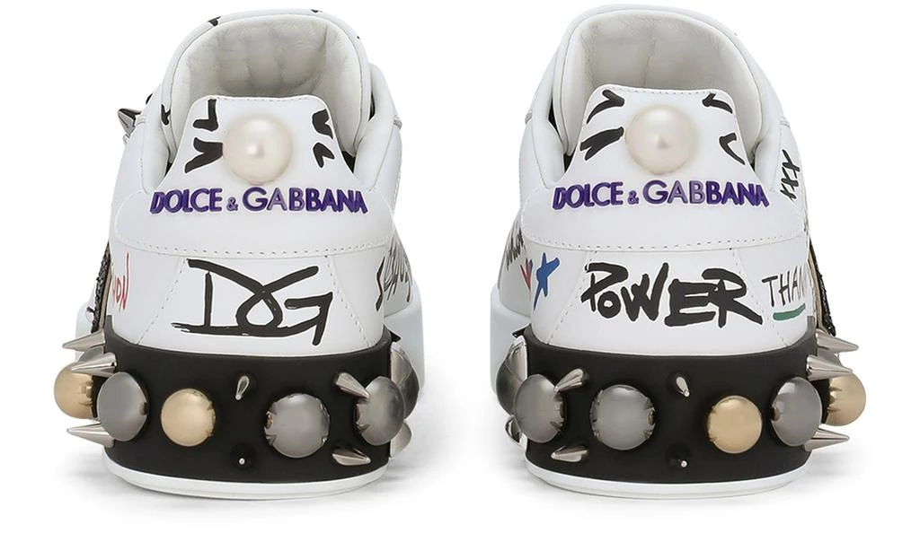 Dolce & Gabbana Printed calfskin Portofino sneakers with patch 3