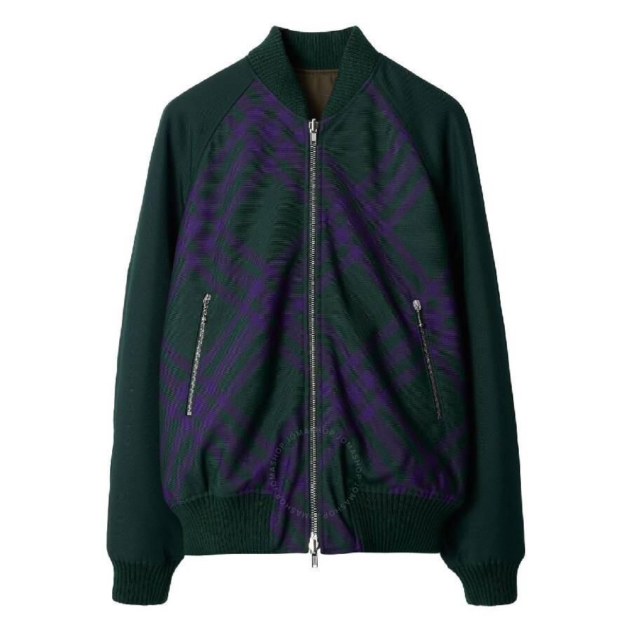 Burberry Checked Reversible Bomber Jacket With Zipper
