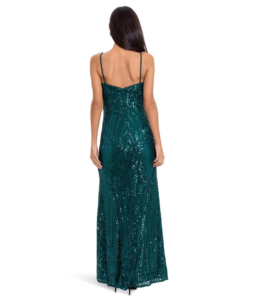 Betsy & Adam Long Sequin Gown