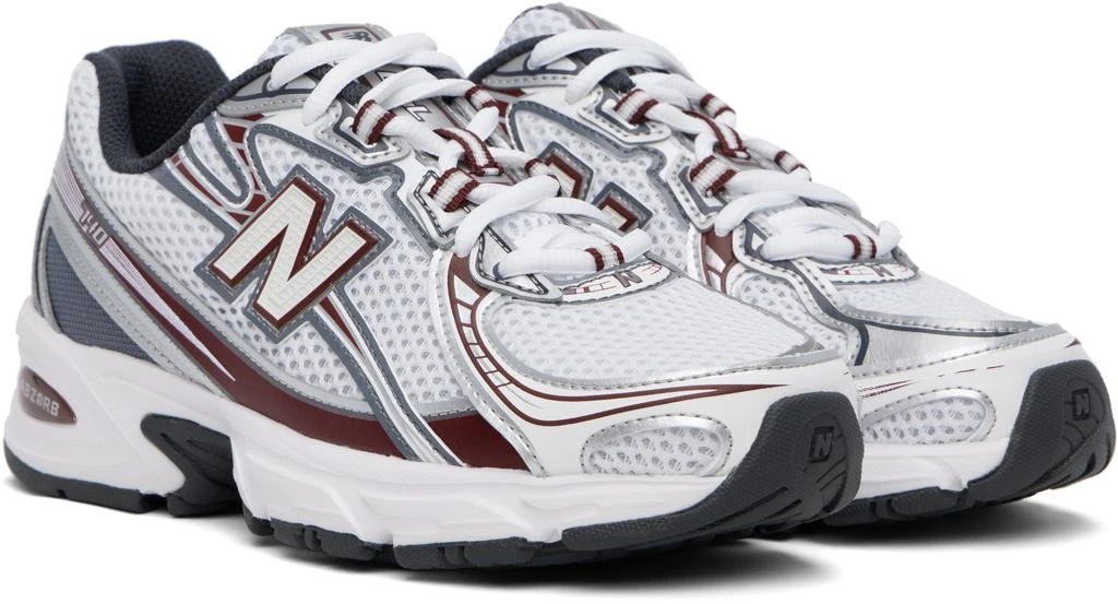 New Balance White & Burgundy 740 Sneakers 4