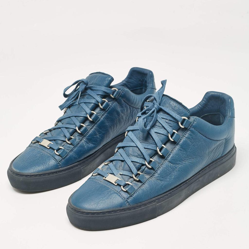 Shop Balenciaga Blue Leather Arena Lace Up Sneakers Size 41 on