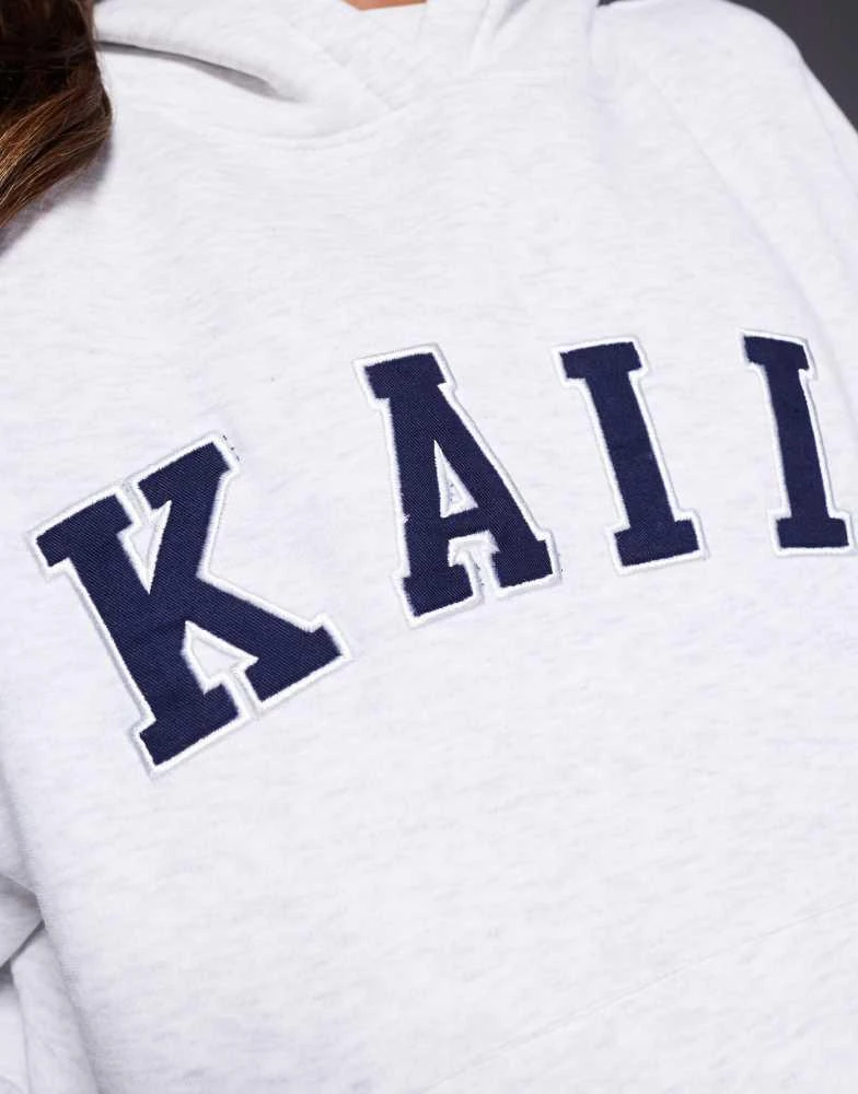 Kaiia Kaiia embroidered logo hoodie co-ord in light grey marl 4