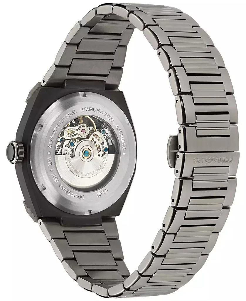 Salvatore Ferragamo Men's Swiss Automatic Supreme Skeleton Gunmetal Ion Plated Stainless Steel Bracelet Watch 43mm 3
