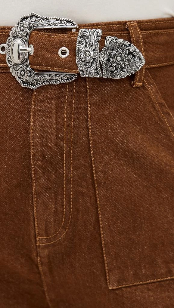 Marques Almeida Brown Denim Shorts With Embellishment Belt 5