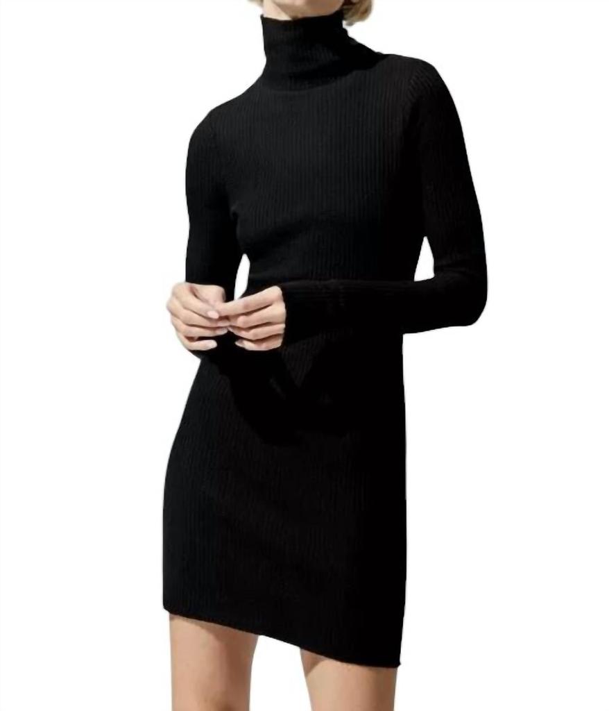 The Range Stark Jumbo Waffle Knit Turtleneck Dress In Black