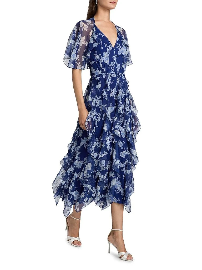 Carolina Herrera Cabana Floral Silk Ruffled Cape Midi-Dress 2