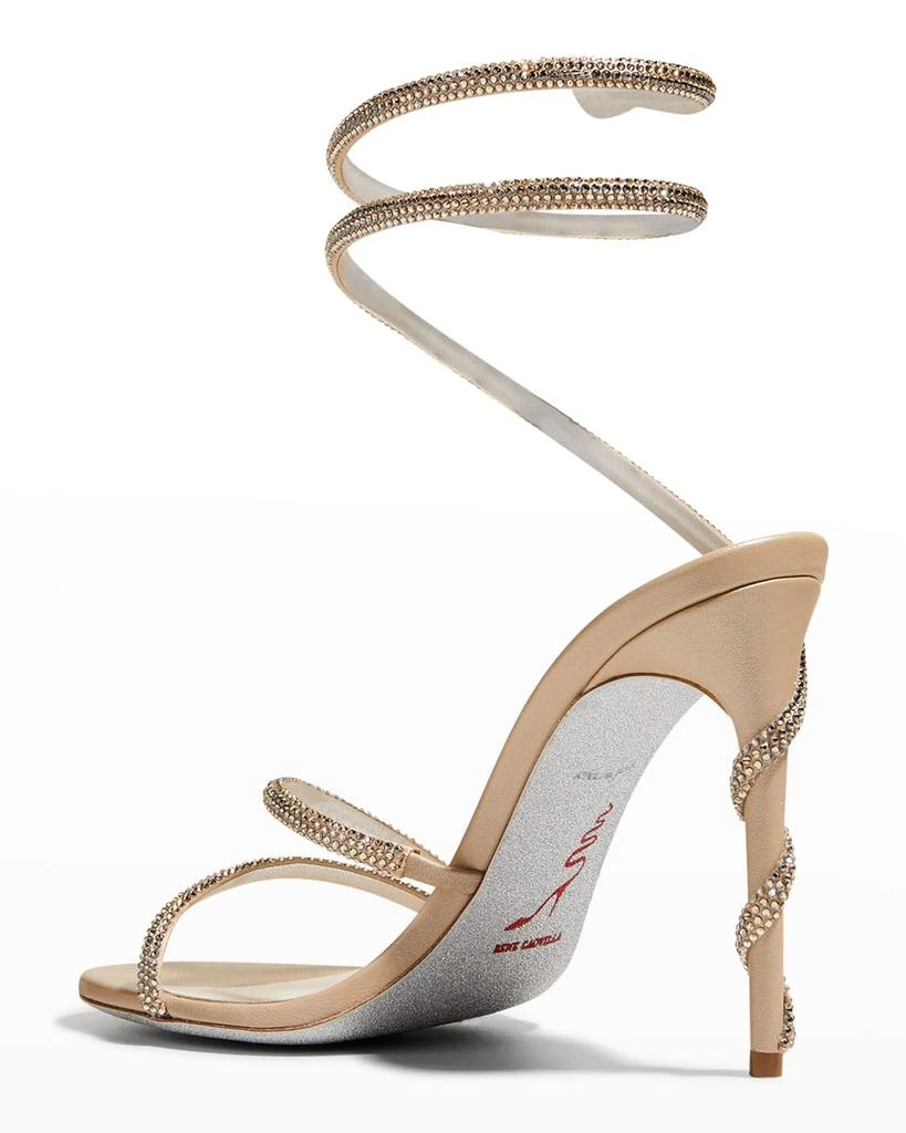 Rene Caovilla Snake-Wrap Strass Stiletto Sandals 7