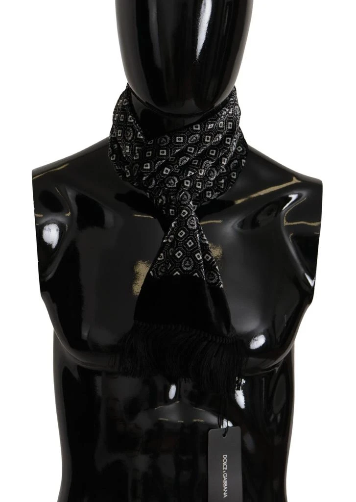 Dolce & Gabbana Dolce & Gabbana Black Geometric Patterned Shawl Wrap Fringe Scarf 1