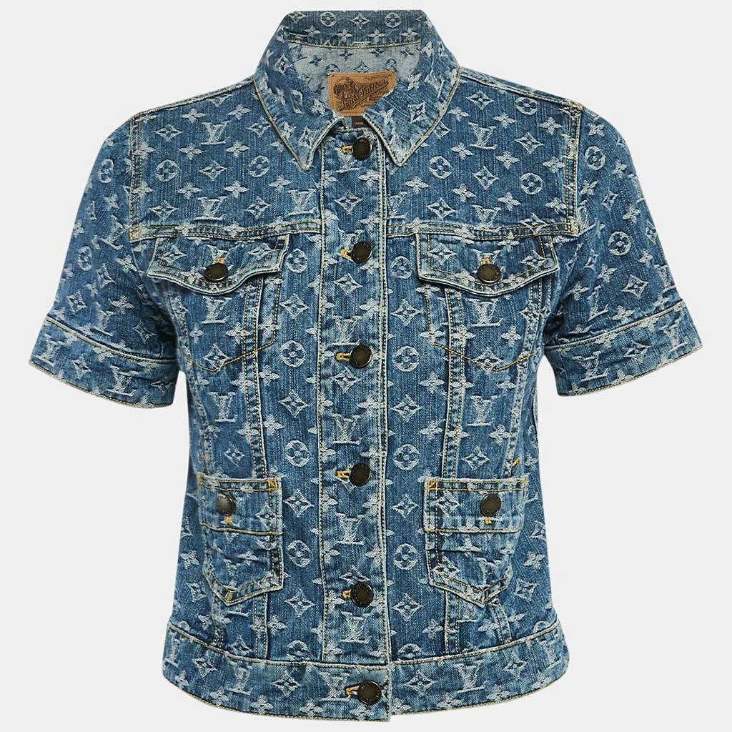 Louis Vuitton Louis Vuitton Blue Monogram Jacquard Denim Button Front Jacket S 1