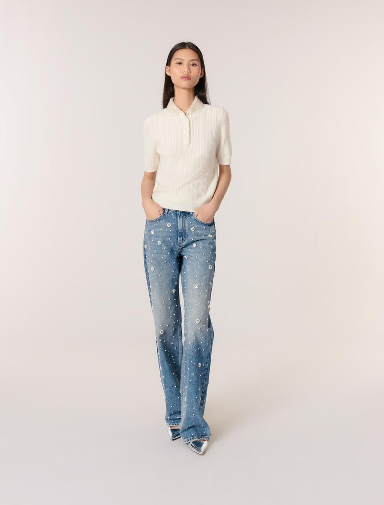 Maje Maje Woman's wool Collared polo short sleeve shirt for Spring/Summer