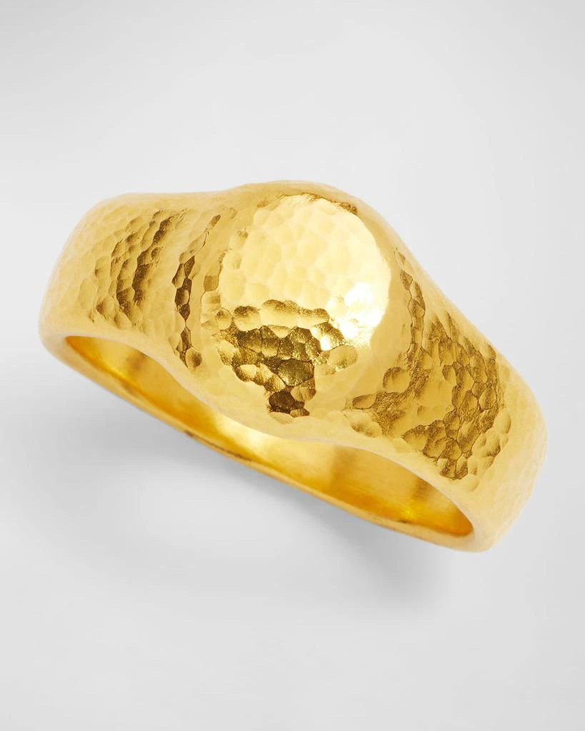 Gurhan Men's Hammered 22K Yellow Gold Signet Ring 3