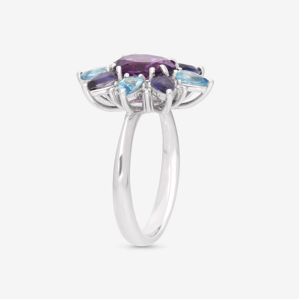 Giloro Giloro 18K White Gold Diamond Amethyst, Aquamarine, & Sapphire Statement Ring P4942-108 3