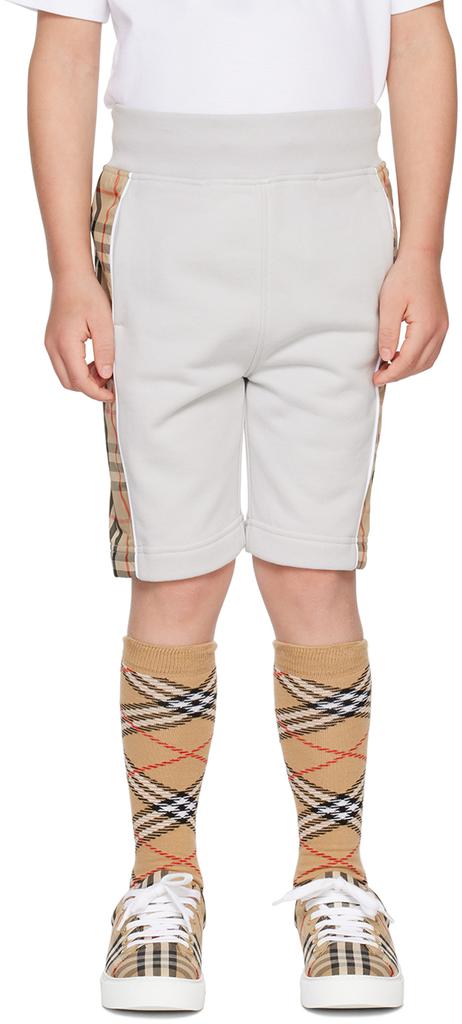 Burberry Kids Gray Vintage Check Panel Shorts