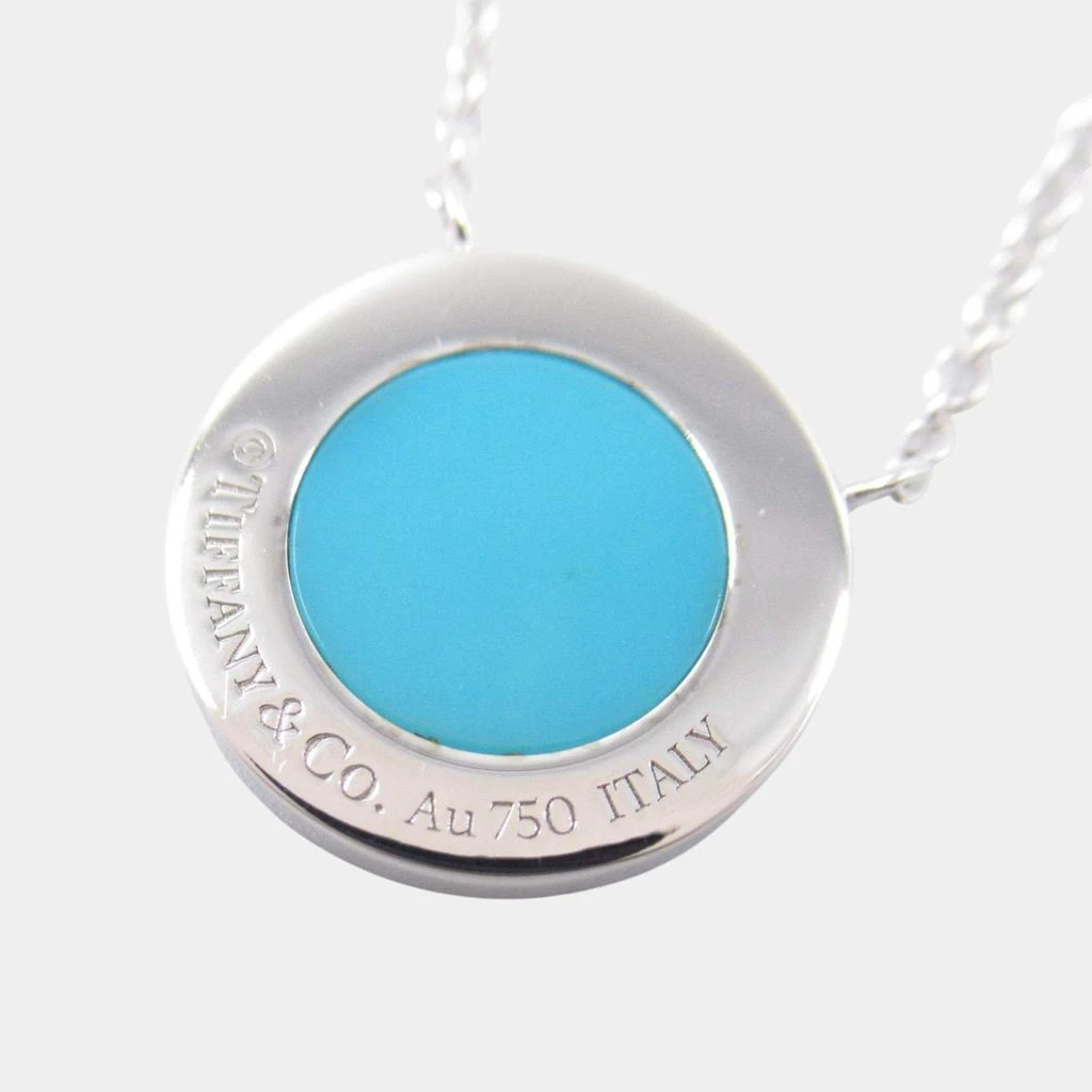 Tiffany & Co. Tiffany & Co. Turquoise Circle Pendant Necklace 18k White Gold Blue Metal 4