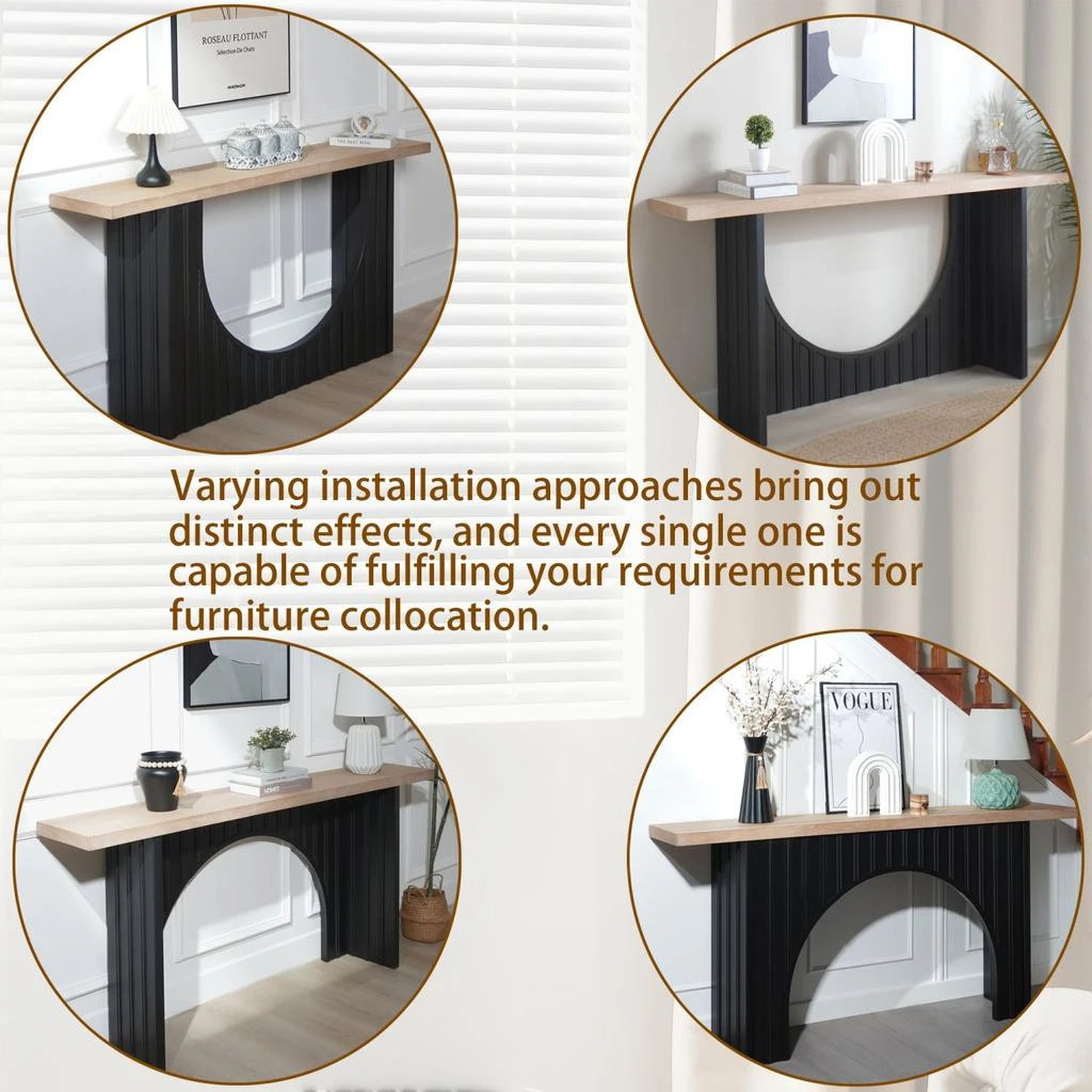 Streamdale Furniture Streamdale Modern Console Table - Black Arch 
Wood Top 6