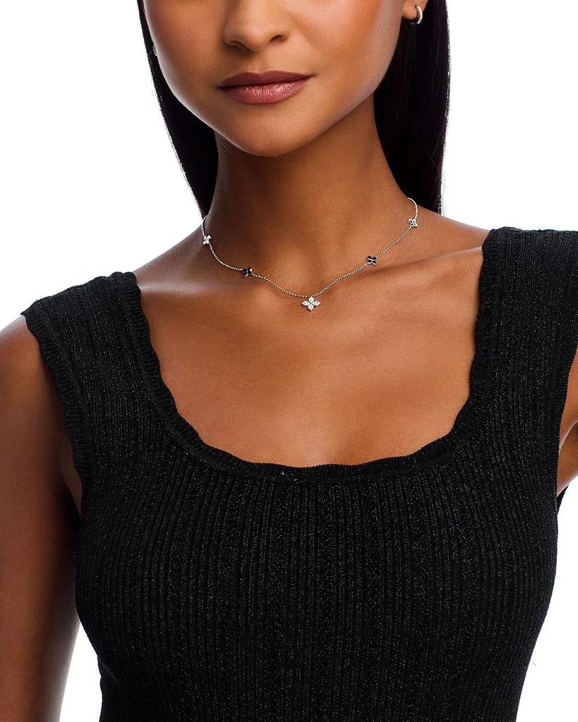 Roberto Coin 18K White Gold Love by the Inch Diamond Flower Station Necklace, 15-17" 2