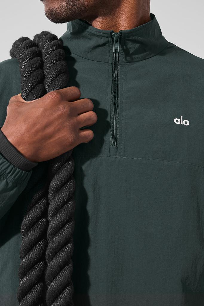 Alo Light Weight Takeaway Track Pullover - Charcoal Green