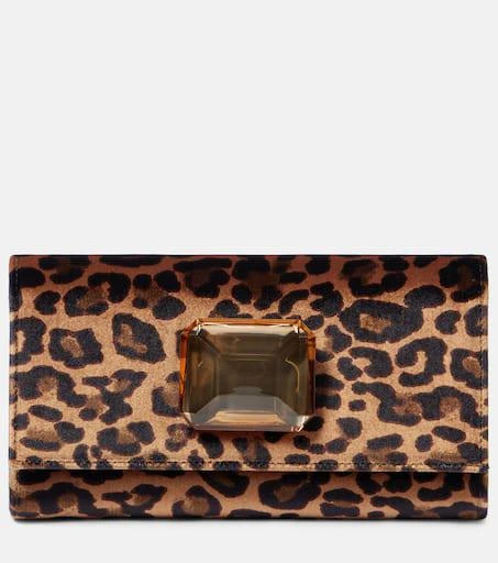 Gianvito Rossi Jaipur Mini leopard-print velvet clutch 1