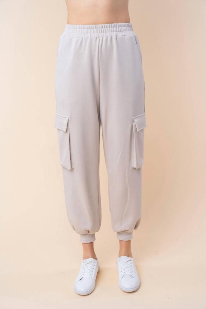 White Birch White Birch - High Waisted Solid Knit Cargo Pants