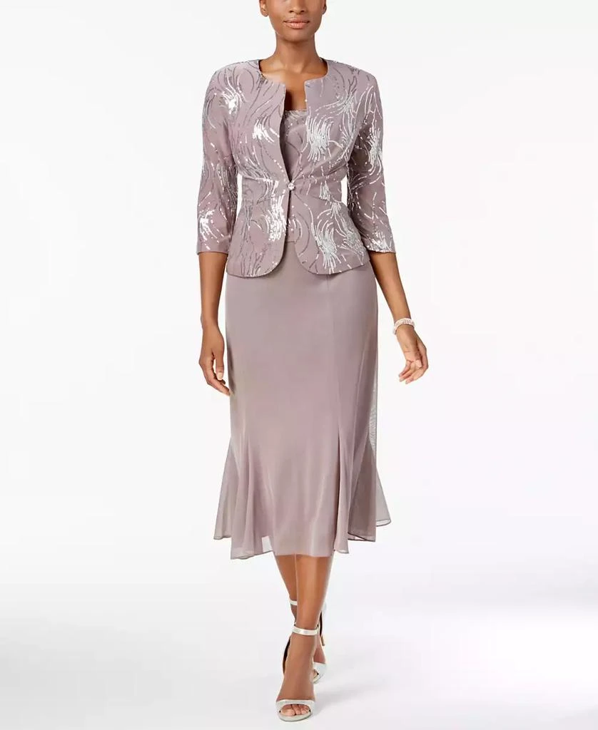 Alex Evenings Petite Sequined A-Line Midi Dress and Jacket 4