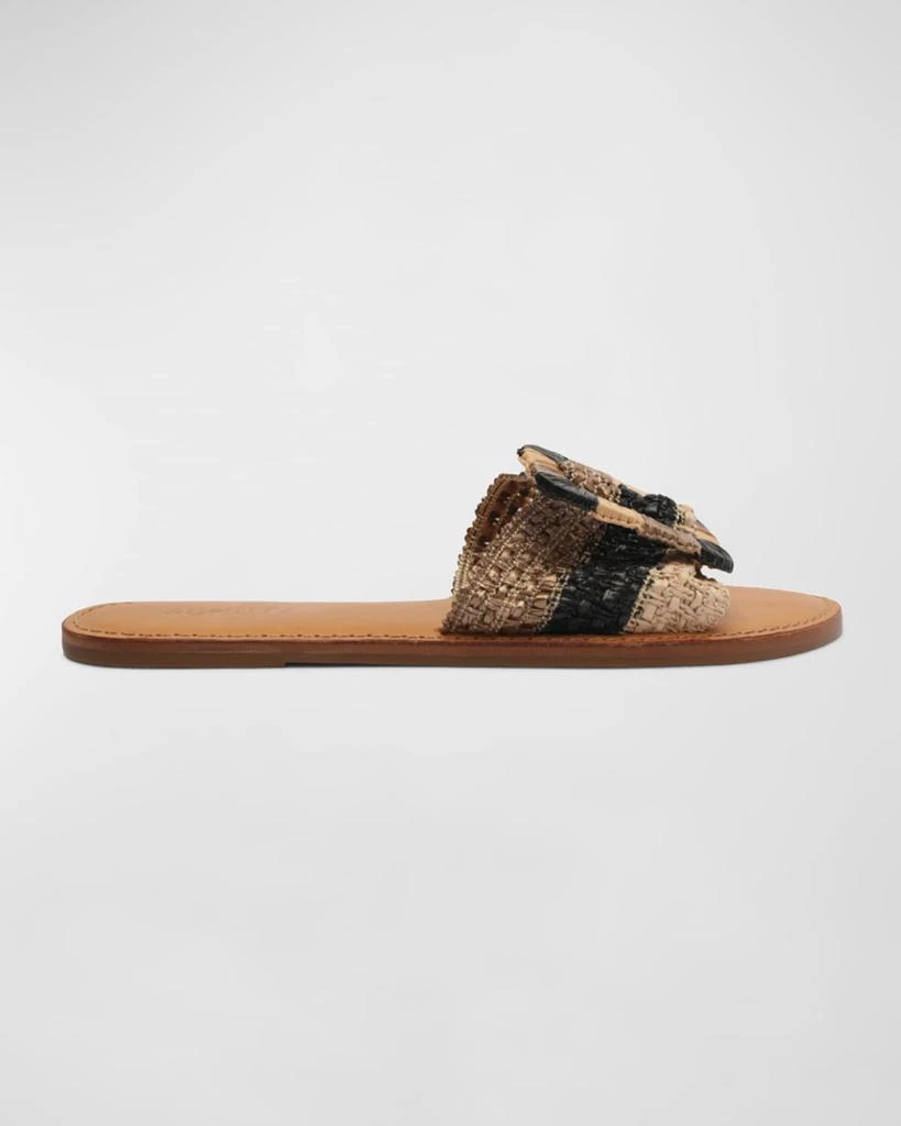 Schutz Cinna Woven Buckle Flat Slide Sandals 1