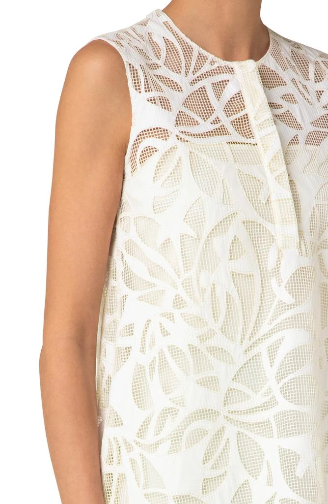 Akris Sleeveless Mesh 
Faux Leather Blouse 4