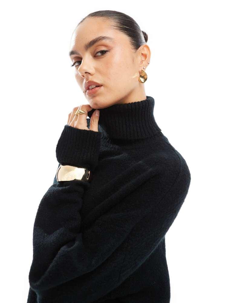 Brave Soul Brave Soul knitted roll neck jumper in black