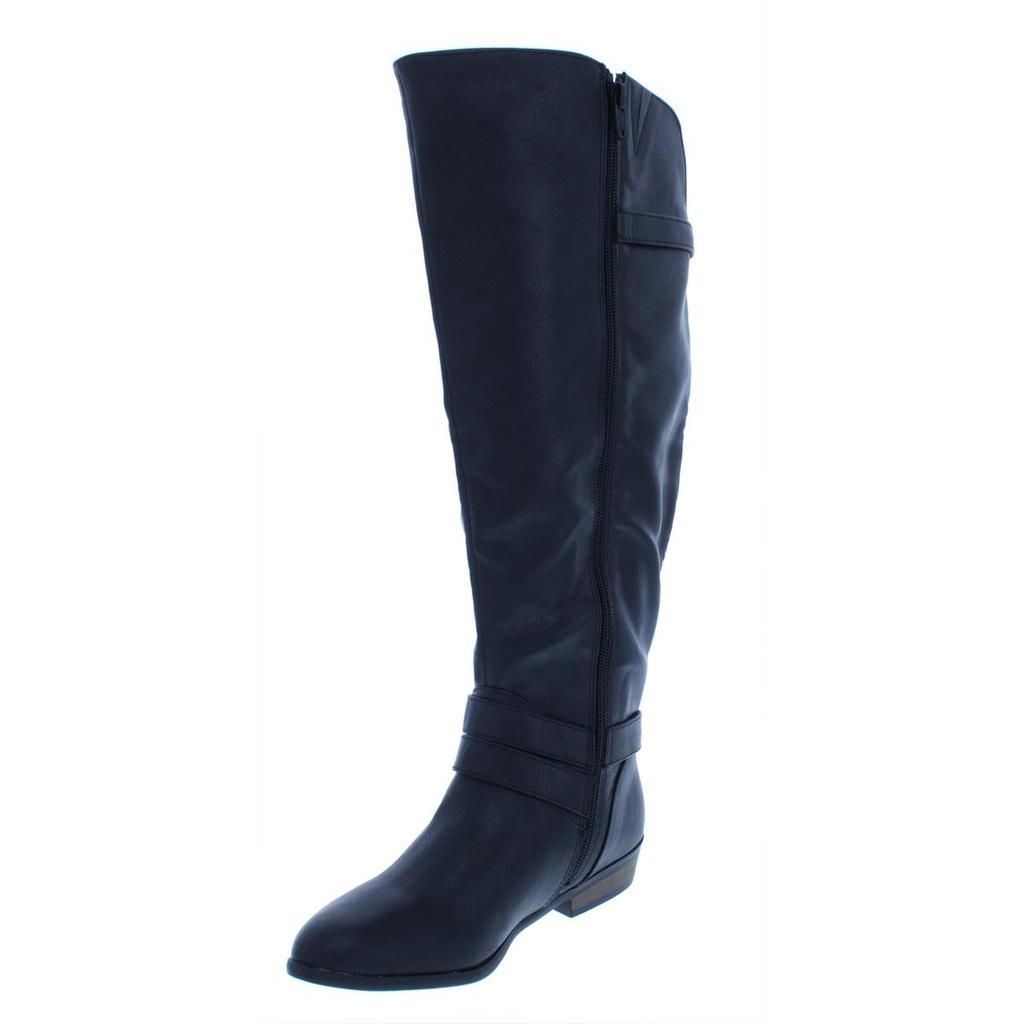 Material Girl Carleigh Womens Wide Calf Faux Leather Riding Boots