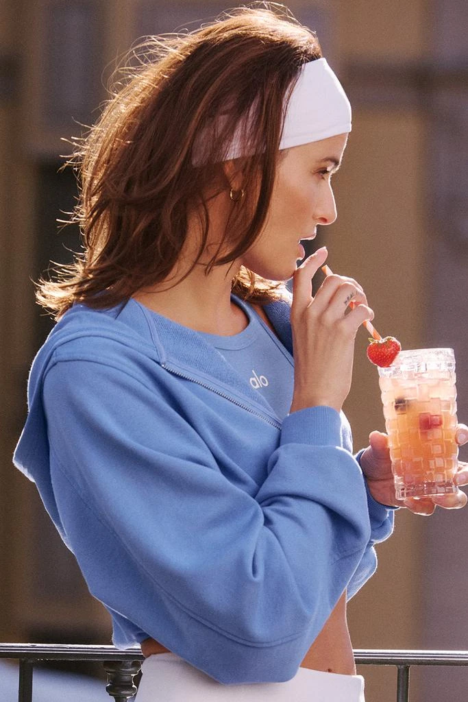 Alo Sweet Escape Zip Up Hoodie - Crystal Clear Blue 5
