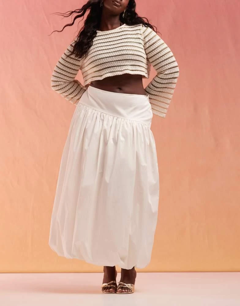 ASOS ASOS DESIGN Curve asymmetric bubble hem maxi skirt in sand 5