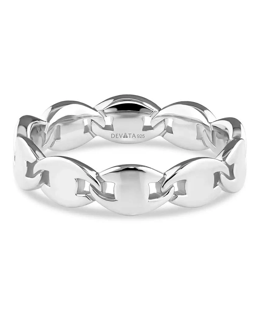 DEVATA Mariner Anchor Ring in Rhodium Plated Sterling Silver