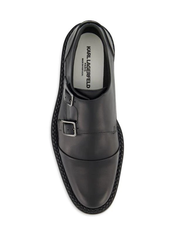 Karl Lagerfeld Paris White Label Leather Double Monk Strap Shoes 4