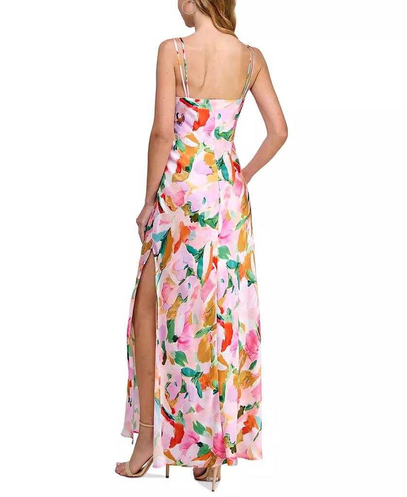Morgan & Company Juniors' Floral Cowlneck Maxi Dress