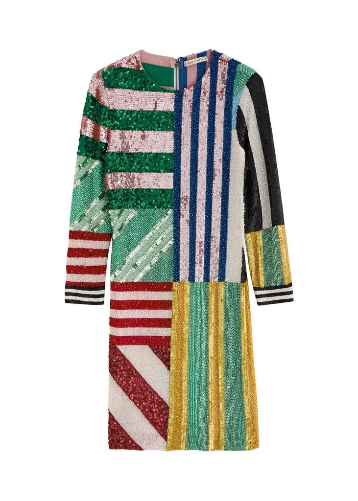 Alice + Olivia Delora sequin and bead-embellished mini dress 1