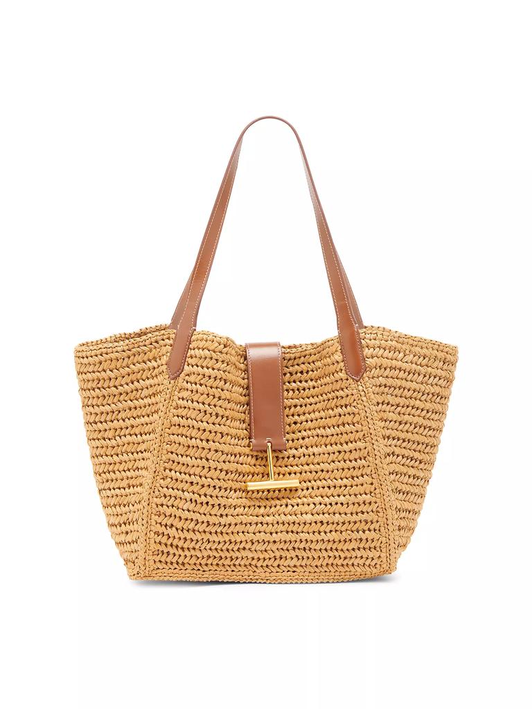 Tom Ford Tara Medium Raffia & Leather Tote Bag - Tote