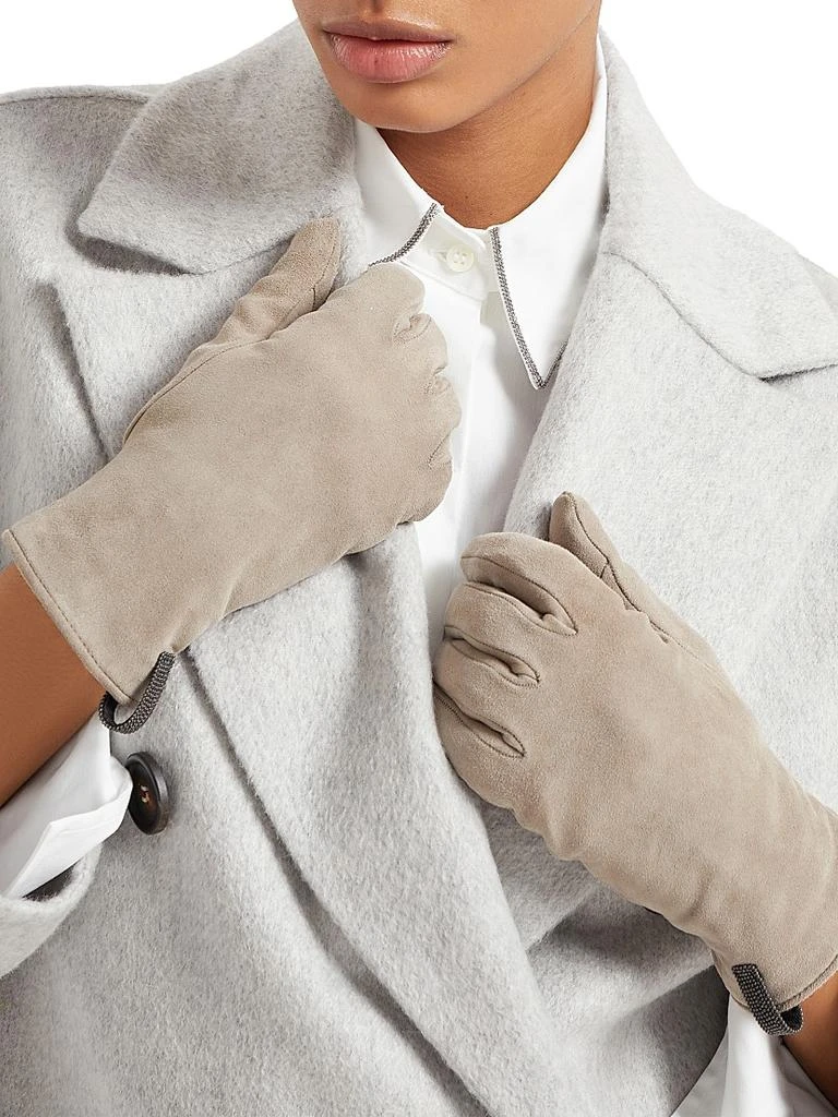 Brunello Cucinelli Suede Gloves with Monili 2