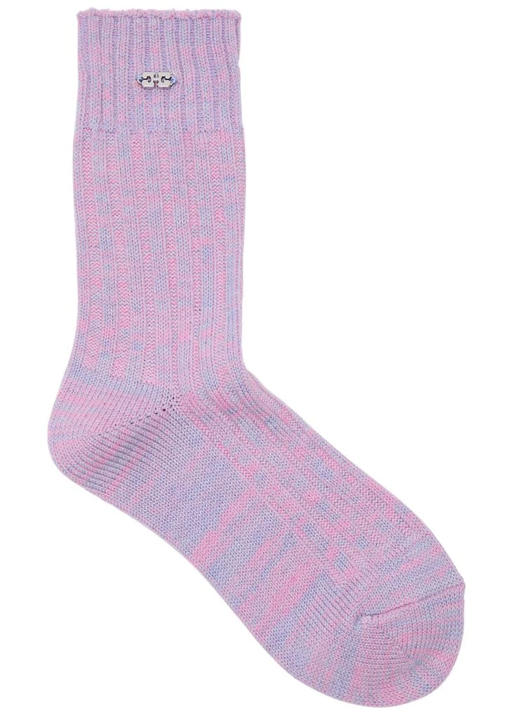 Ganni Logo wool and cashmere-blend socks  1