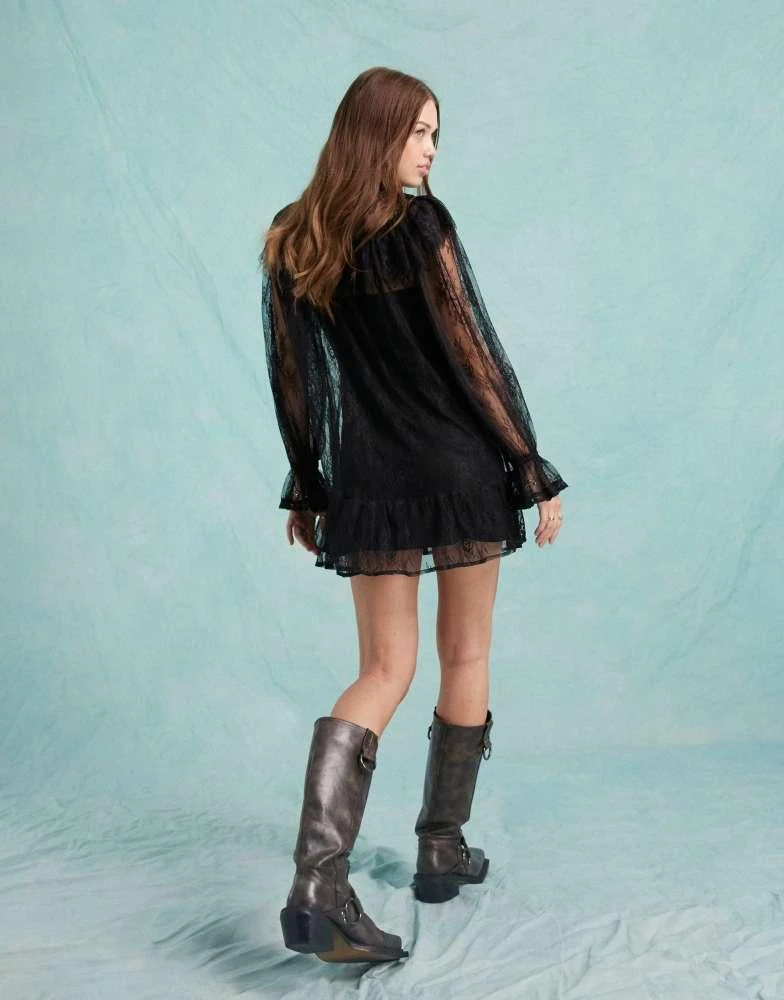 chinese dress ladies Rhiannon Black Lace Smock Dress main image 1