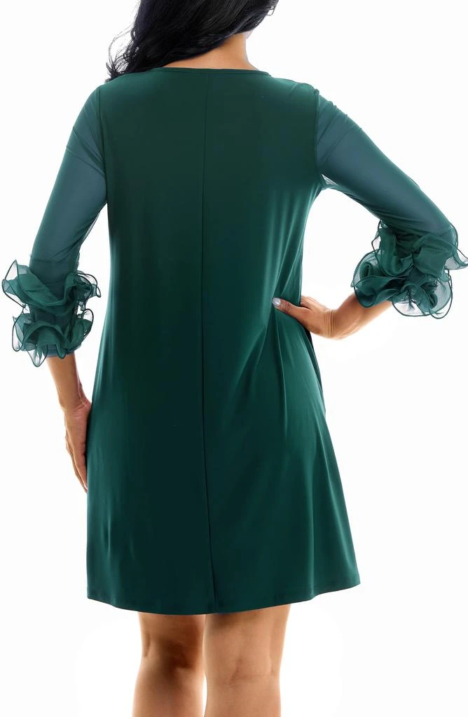 Nina Leonard Ruffle Mesh Sleeve Dress 4