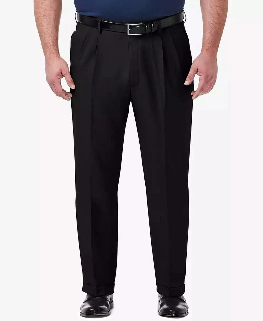 Haggar Men's Big & Tall Premium Comfort Stretch Classic-Fit Solid Pleated Dress Pants 1