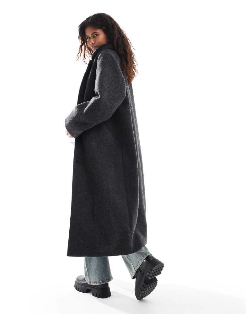 Weekday Weekday Gate wool blend car coat in dark grey 2