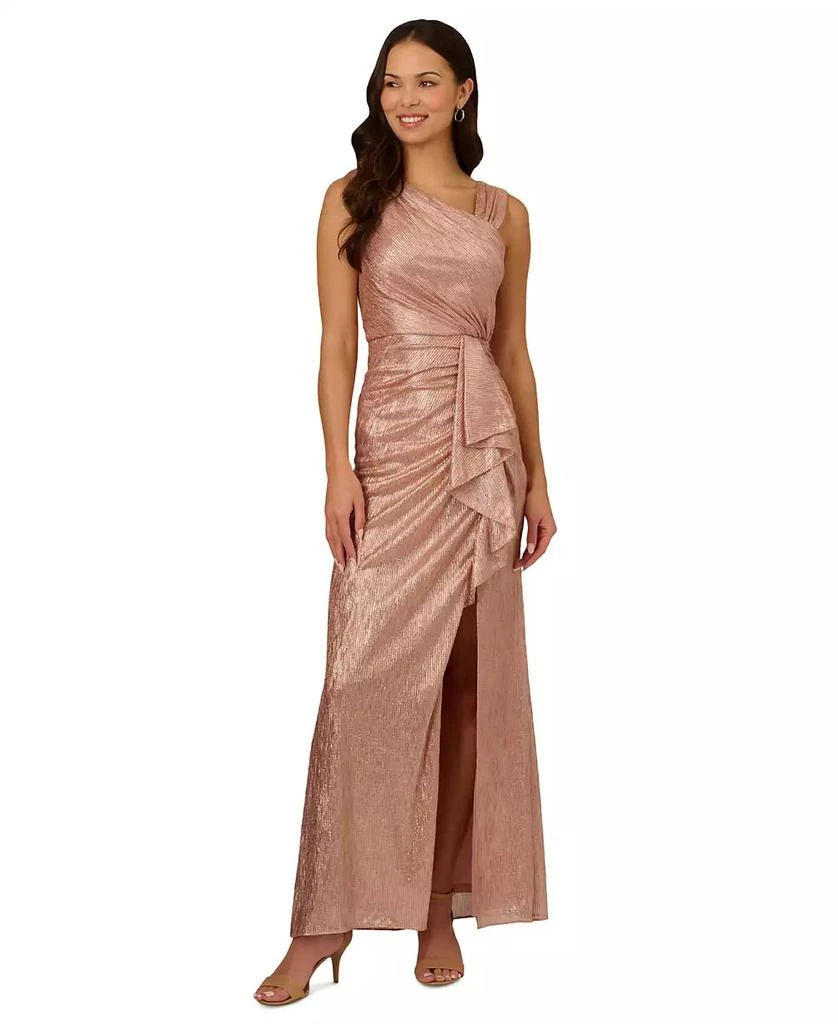 Petite Asymmetrical Foil Drape-Front Metallic Gown  On Sale Now with Up to  63% Off | Discover Exclusive Deals & Savings at BeyondStyle  Authentic Adrianna  Papell dress|women's fashion, shoes & accessories|dresses