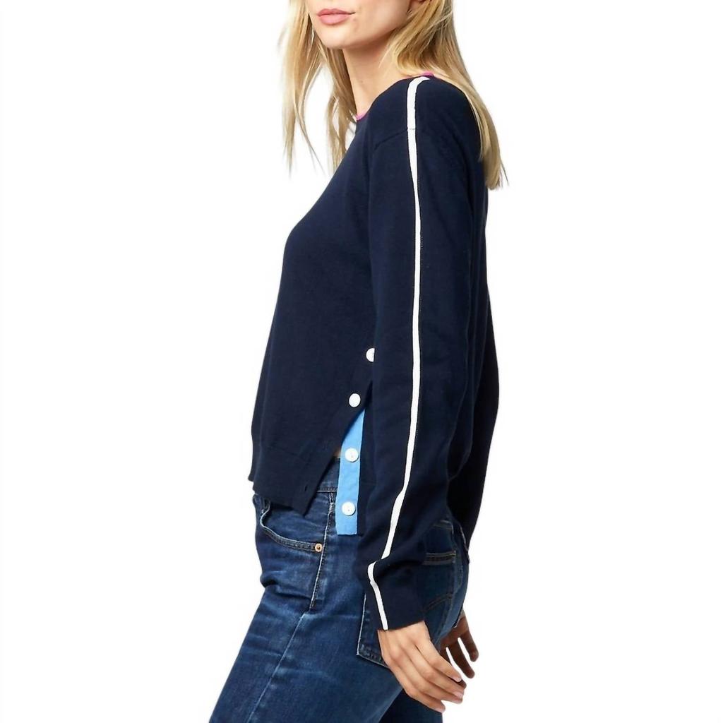 KERRI ROSENTHAL Patty Cotton Sweater In Indigo