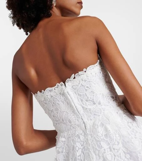 Carolina Herrera Strapless floral lace midi dress 6