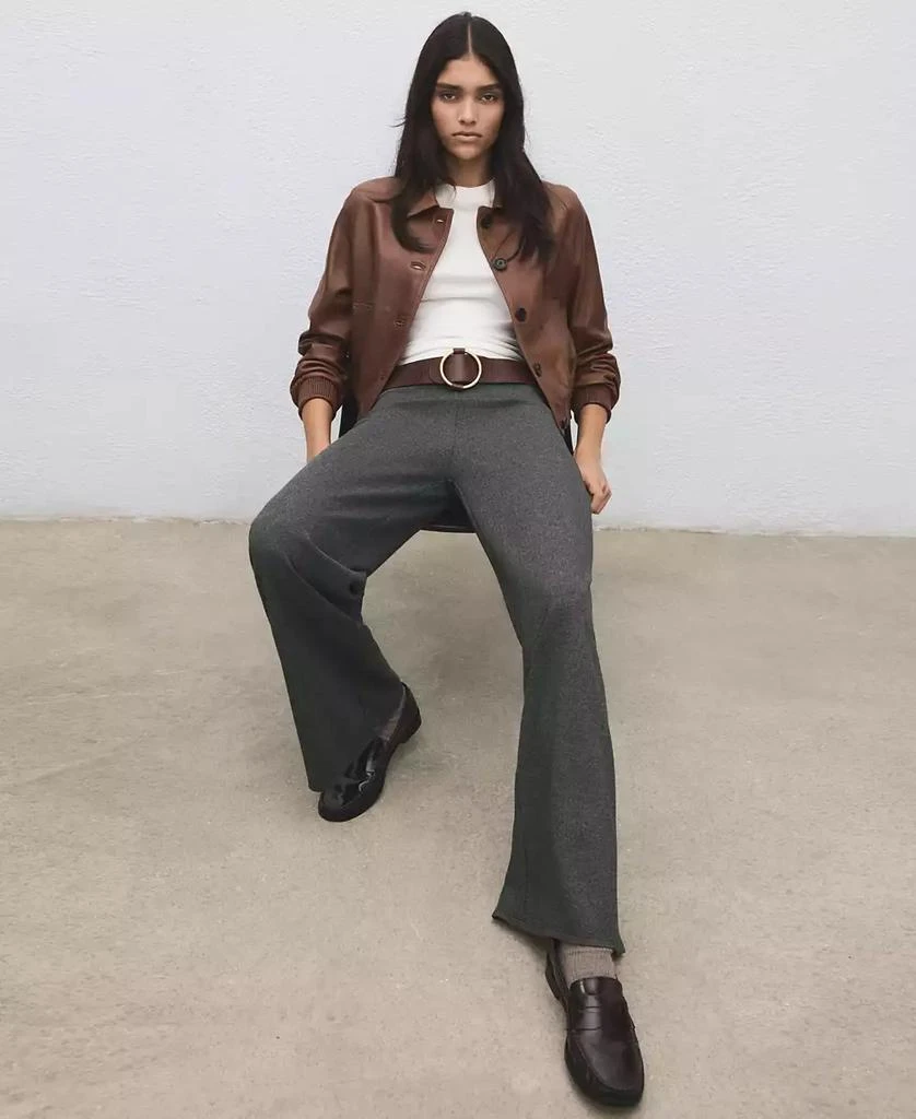 Mango Women
s Elastic Waist Straight-Fit Pants 4